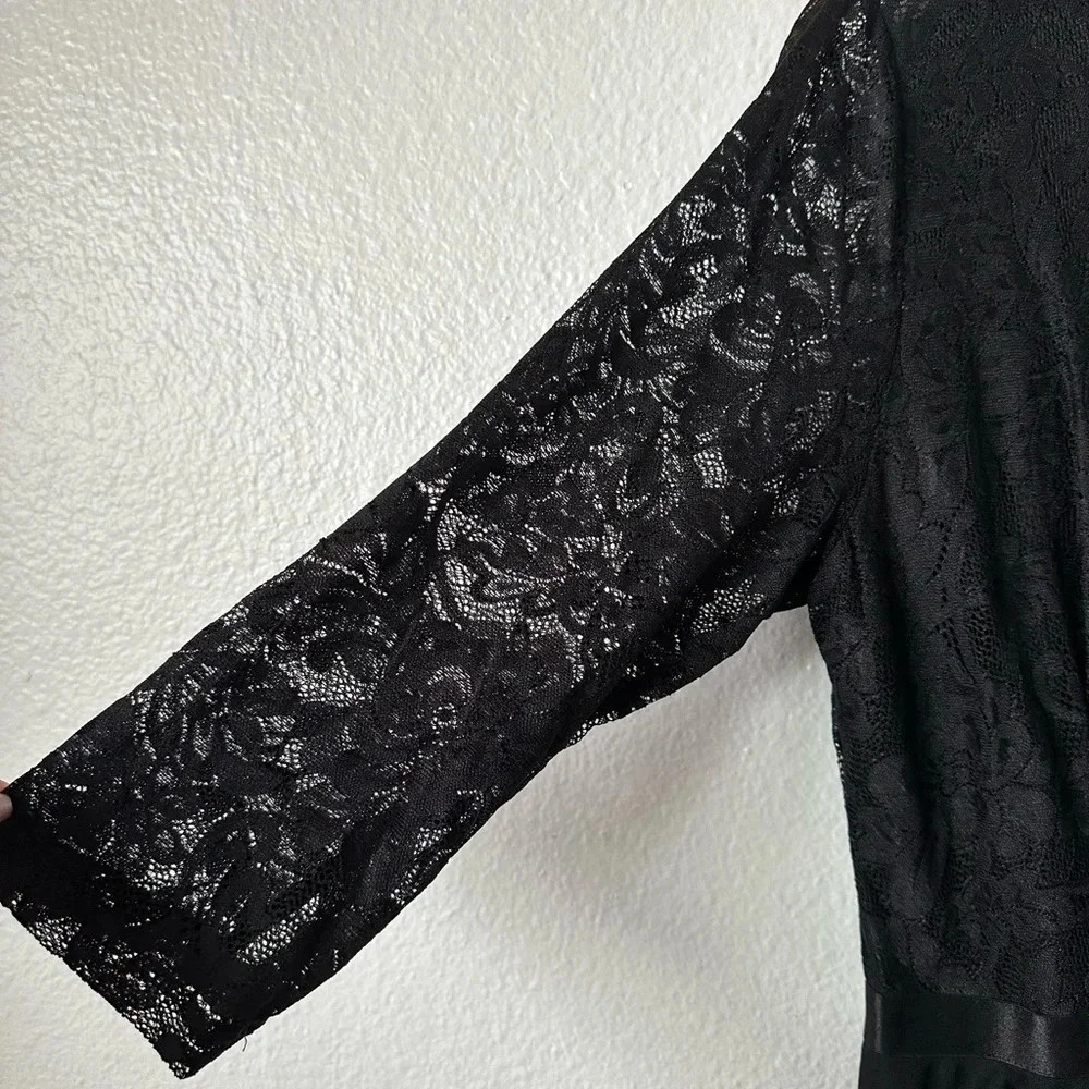 MISSMY Black V Neckline Maxi Fishtail Large 3/4th Sleeves Wedding Prom Gown - Picture 7 of 10